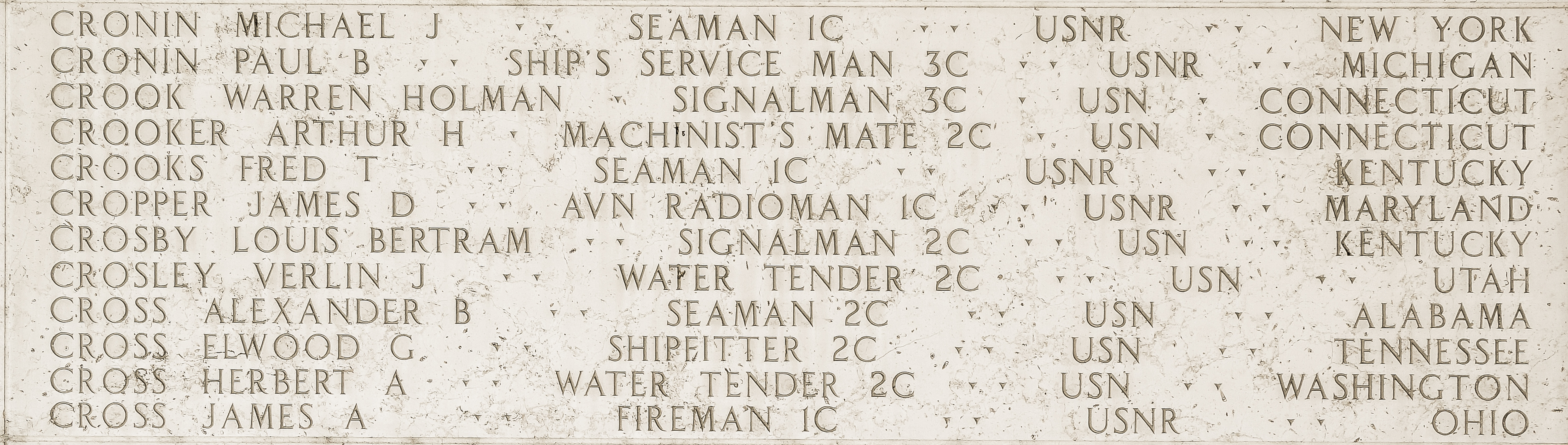 Paul B. Cronin, Ship's Service Man Third Class